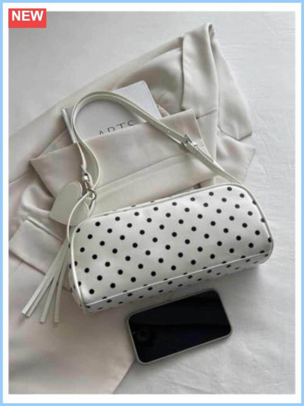 MakeMeChic PU Leather Shoulder Bag with Heart Decor & Tassel - Picture 2 of 5